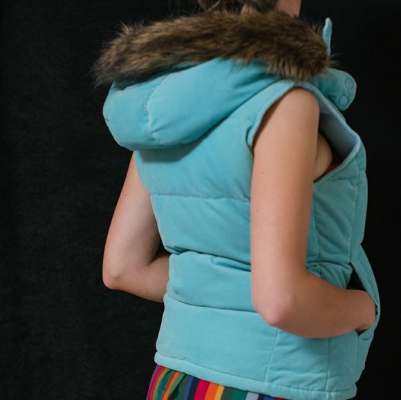 Light Blue Corduroy Down Filled Winter Vest, GAP - Picture 2 of 2